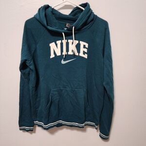 Nike Womens Size M Hoodie Dark Teal Green Lightweight Pullover Retro Style